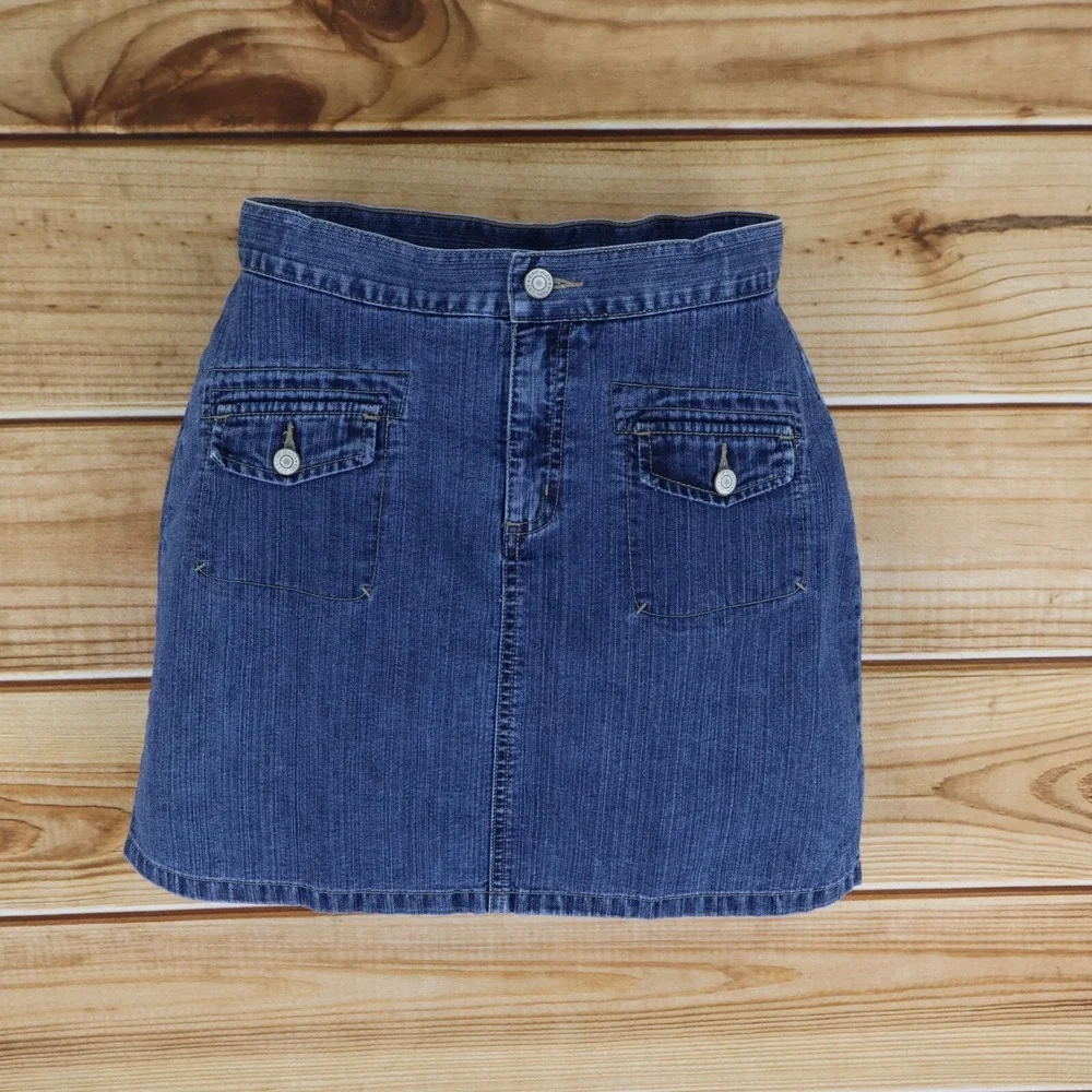 Gap Kids Jean Skort Womens Sz‎ 14 Blue Medium Wash Denim Pockets Built In Shorts